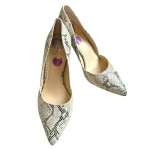 Vince Camuto D’Orsay pumps python pointy toe high heel shoes beige & black 8.5M